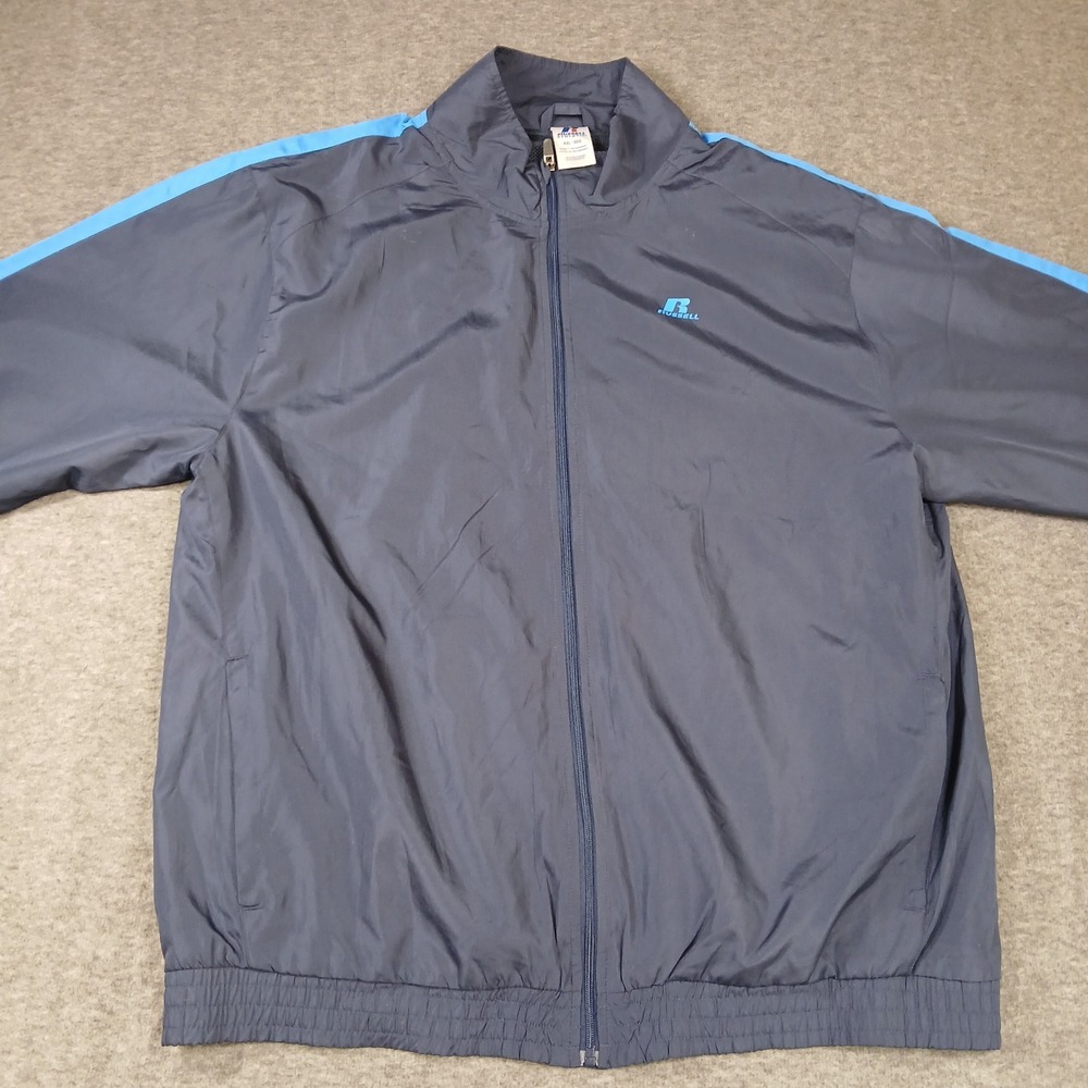 Russell Athletic Men's Size XXL Blue‎ Zippered Long Sleeve Windbreaker
